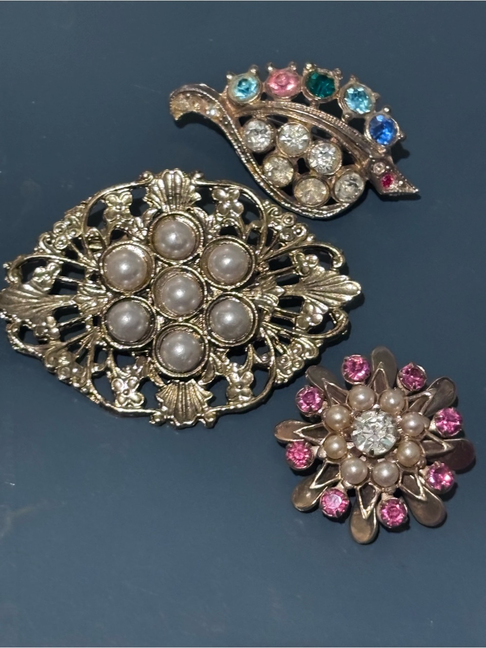 Vintage rhinestone brooches